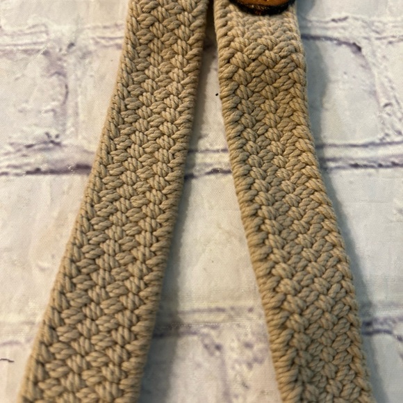 VINTAGE ZEP-PRO TAN/BROWN WOVEN STRETCH MENS USA MADE BELT BRASS BUCKLE SIZE 42 - Picture 4 of 9